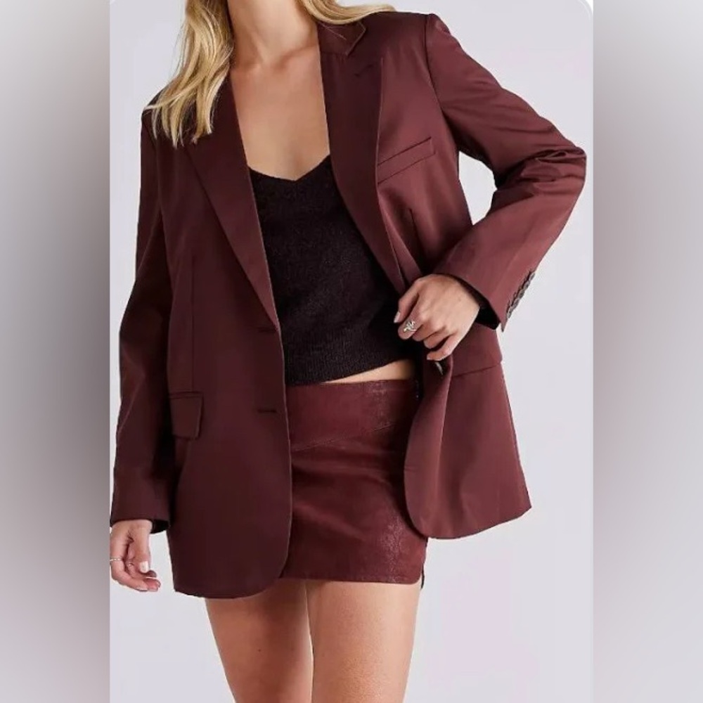 NWOT Free People • We the Free oversized Jay Blazer Small Chocolate